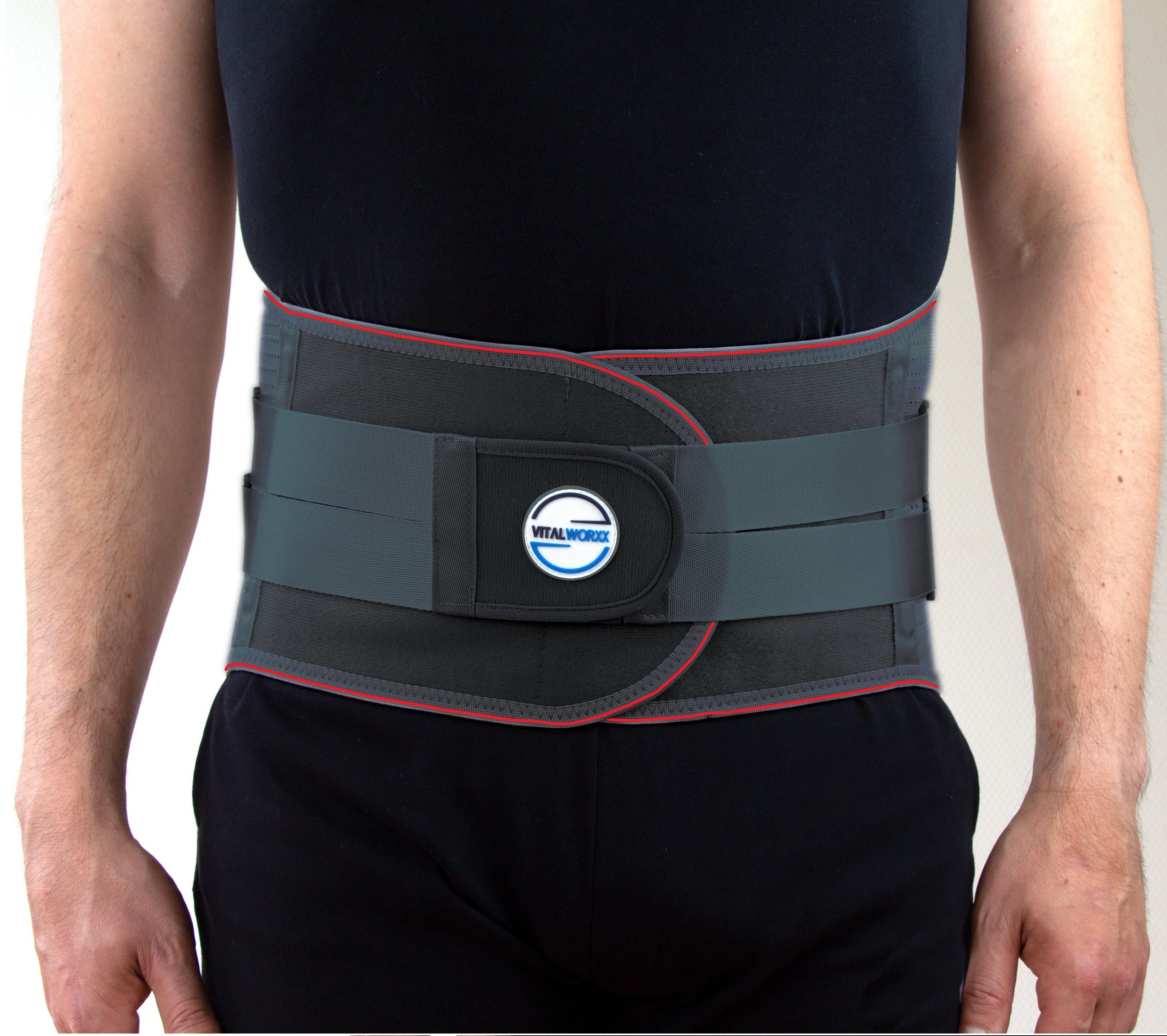 VITALWORXX Rücken Stützgürtel mit Doppelzugsystem - präzise einstellbare Stützwirkung