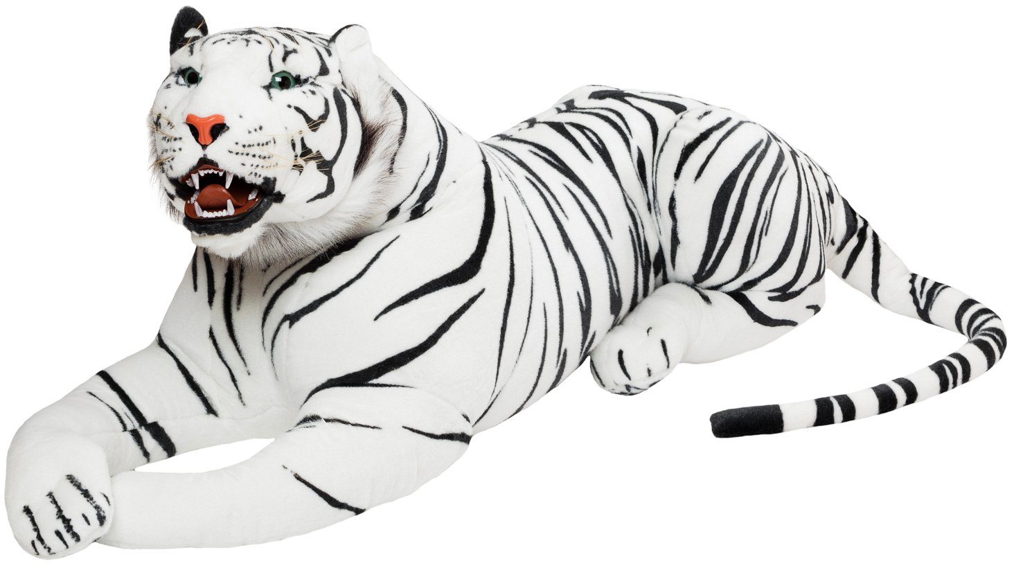 BRUBAKER Kuscheltier Brüllender Tiger mit Zähnen 130 cm groß (1-St., liegend lebensecht), Stofftier Plüschtier