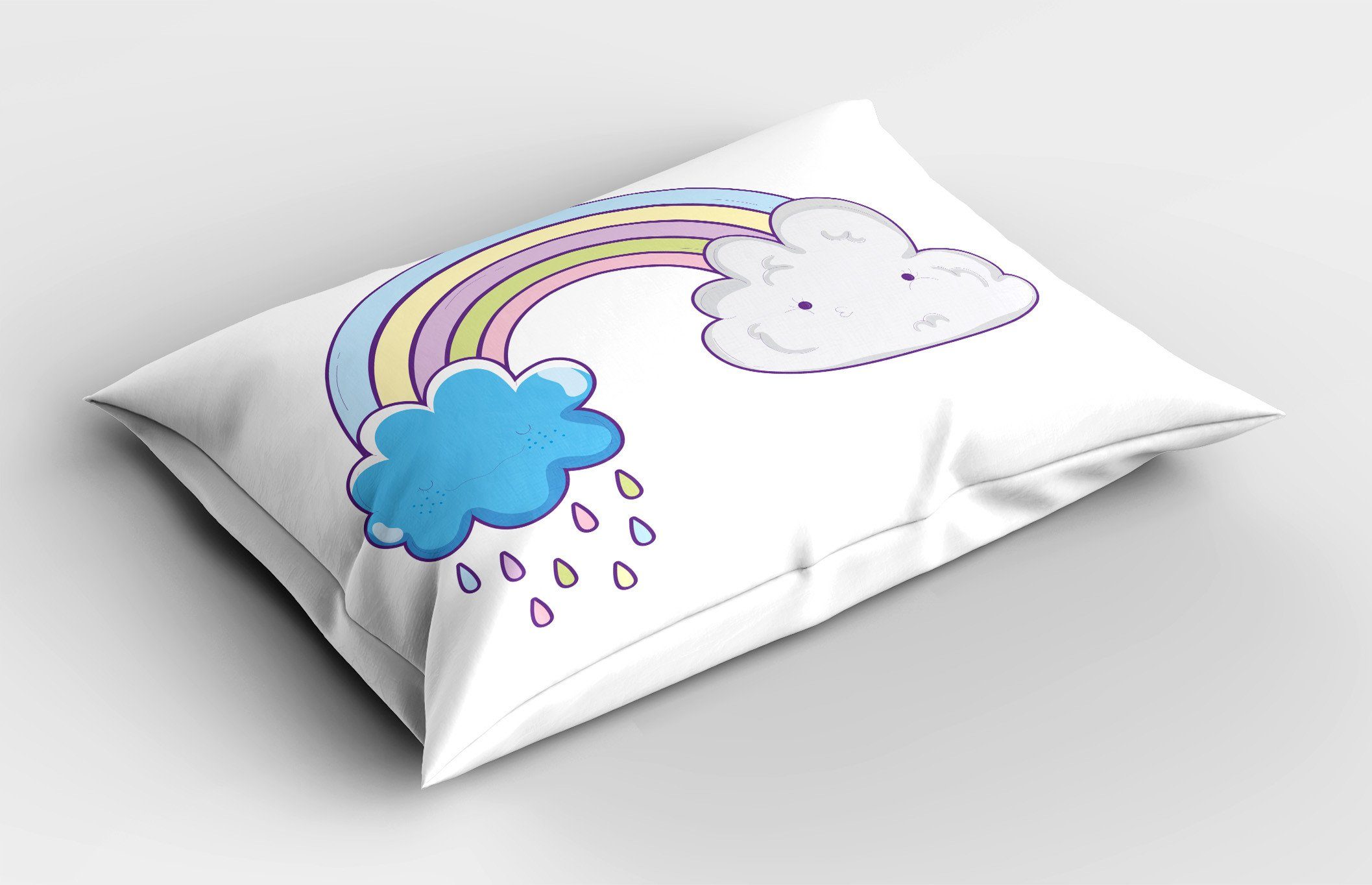 (1 Wolken Abakuhaus King Kissenbezüge Raining Kissenbezug, Dekorativer Gedruckter Size Cartoon Standard Stück), Regenbogen
