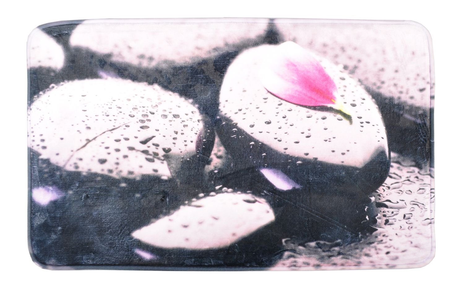 BURI Badematte Fotodruck Badematte 80x50cm Badvorleger Badewannenvorleger Teppich, Steine