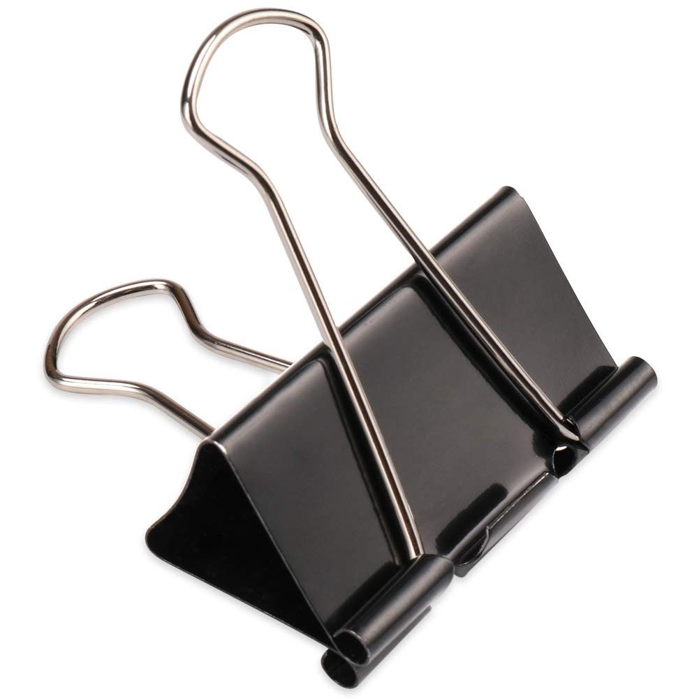 H&S Büroklammer Stahlklammern für Büro & Schule – Büroklammern – Halteklammern Clips, Foldback Klammern Metall - Groß 51mm Schwarz 10x Klammer