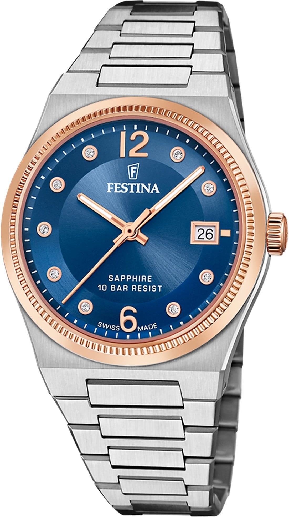Quarzuhr Festina Damenuhr Edelstahl silber rosé