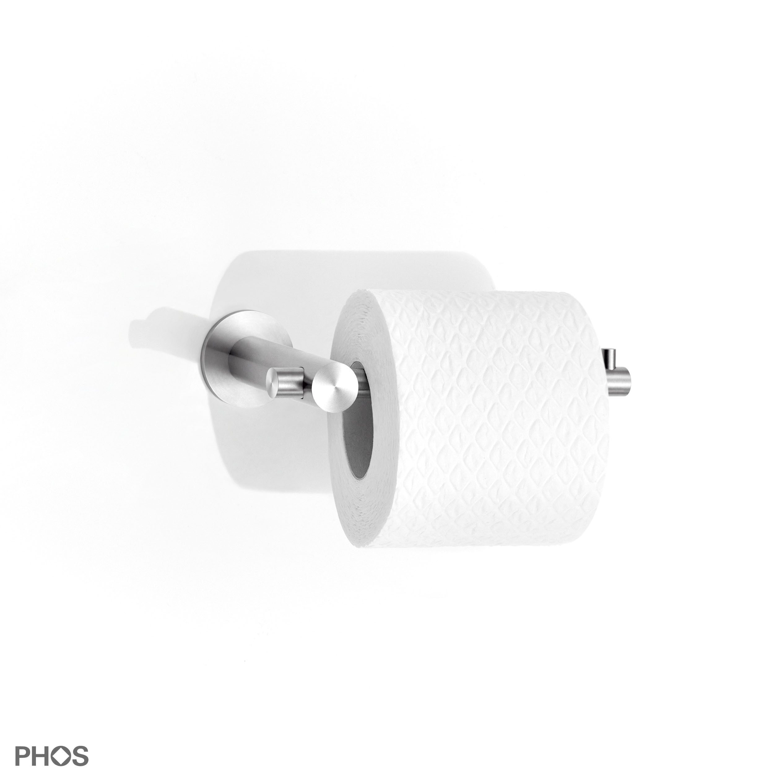 PHOS Design Toilettenpapierhalter, Klopapierhalter, WC-Rollenhalter aus massivem Edelstahl, - 100% Made in Germany