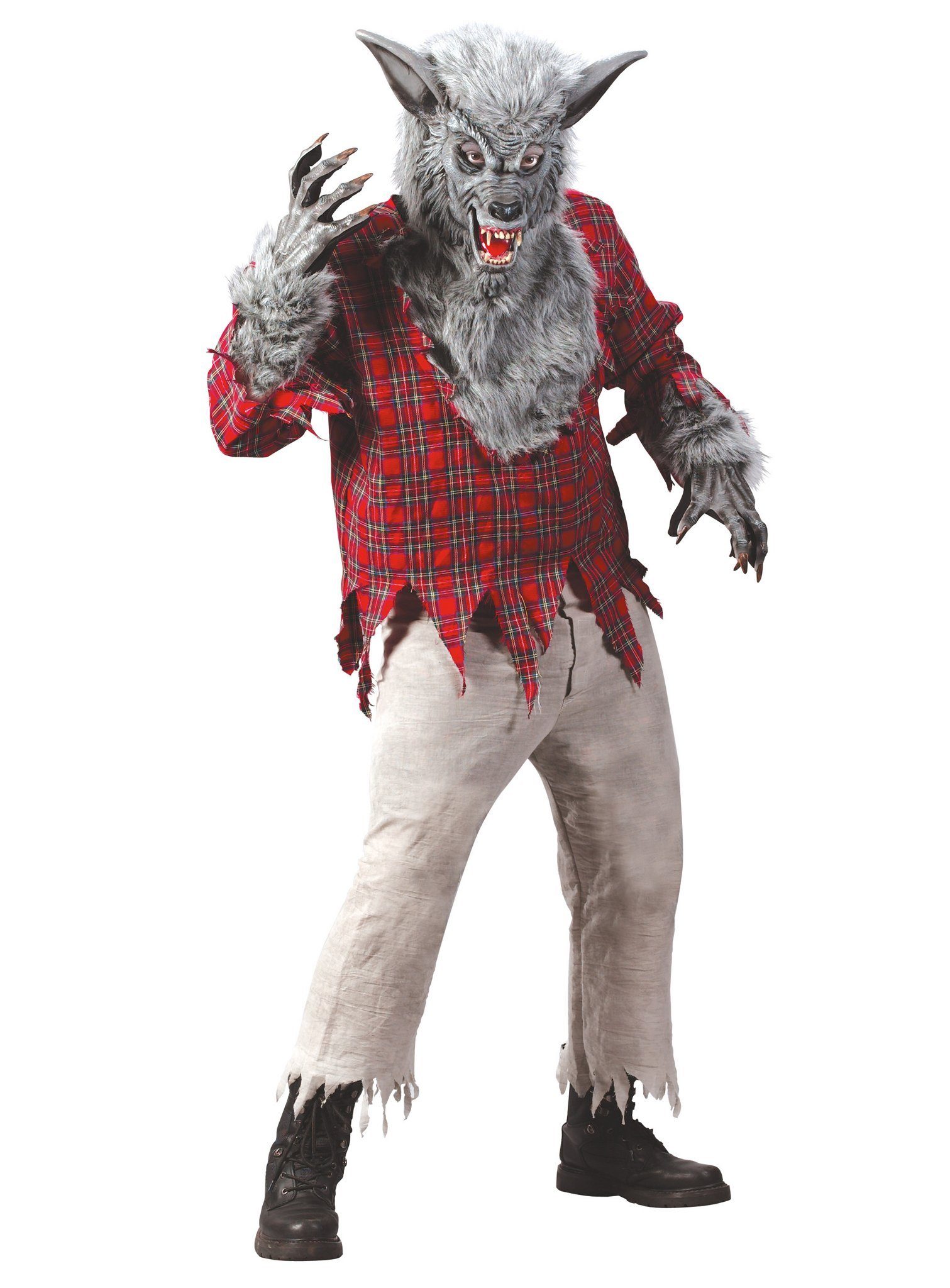 Fun World Kostüm Werwolf grau, Spektakuläres Monster Kostüm für Halloween und Fasching