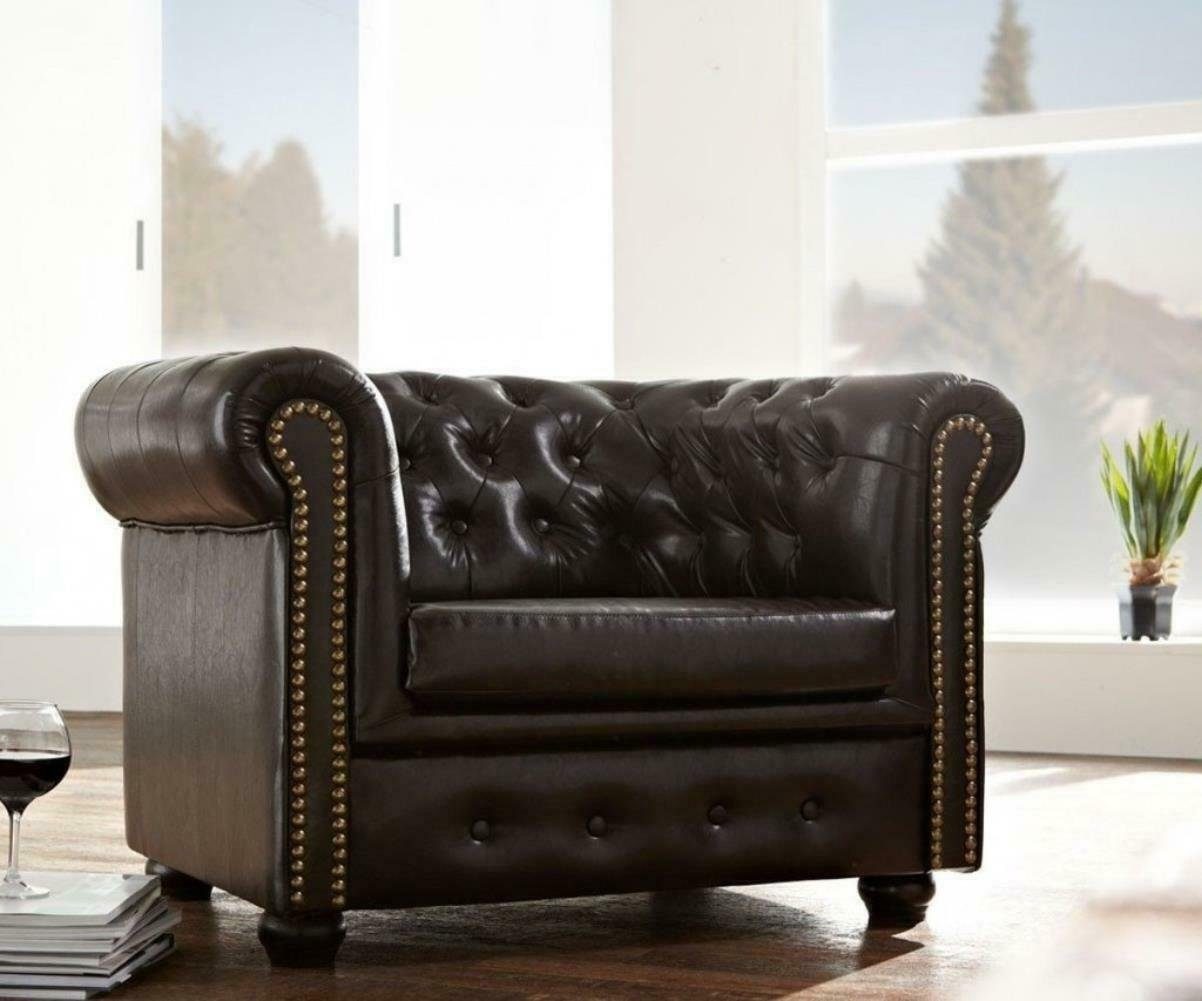 JVmoebel Sessel, Chesterfield Sessel Fernseh Couch 1 Sitzer Sofa Leder Stoff Couchen Polster Neu