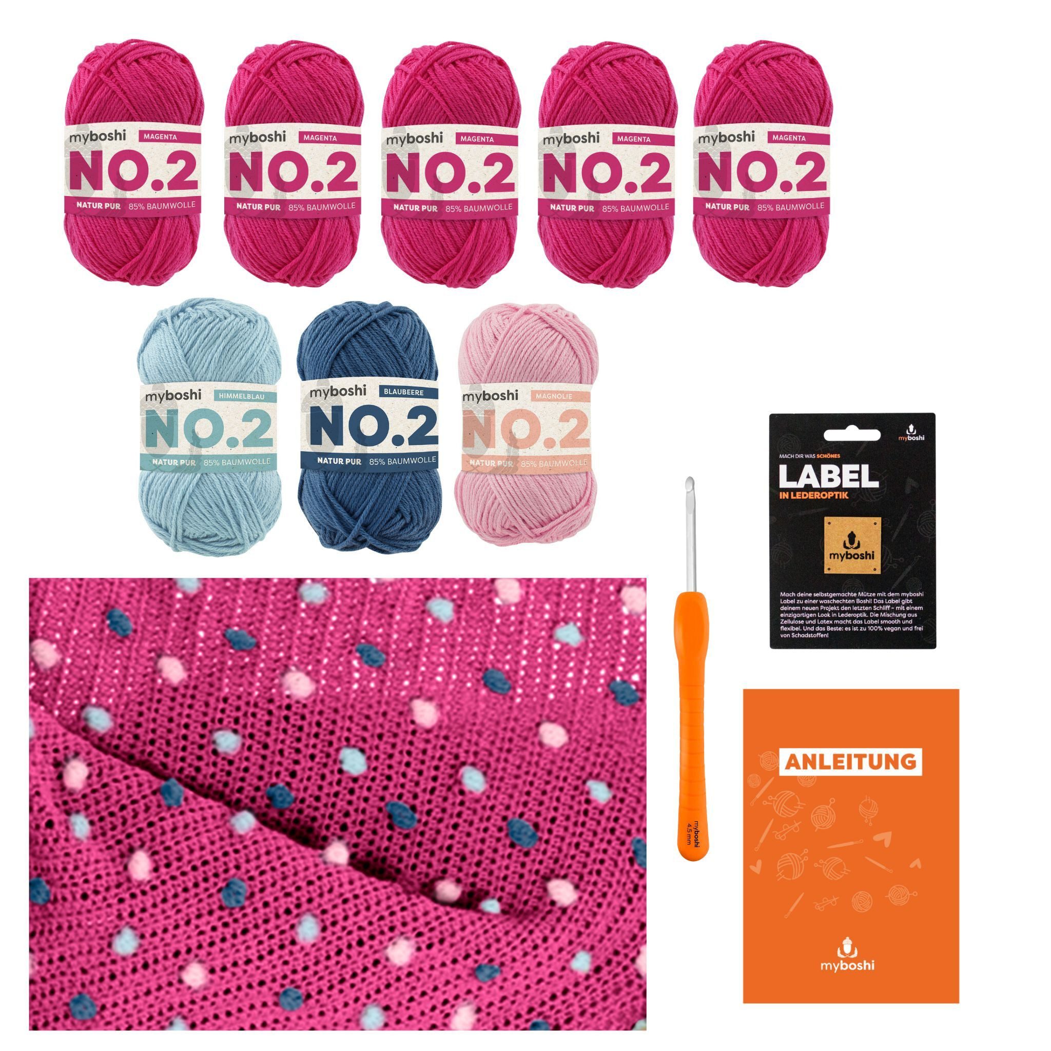 myboshi Kreativset Häkelset Babydecke Pünktchen No.2 Wolle Häkelnadel, (1-tlg)