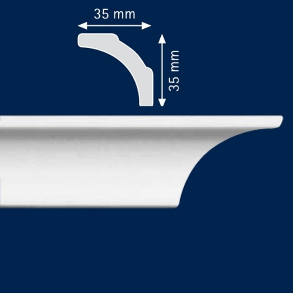PROVISTON Stuckleiste Polystyrol, 35 x 35 x 2000 mm, Weiß, Deckenleiste, Polystyrol