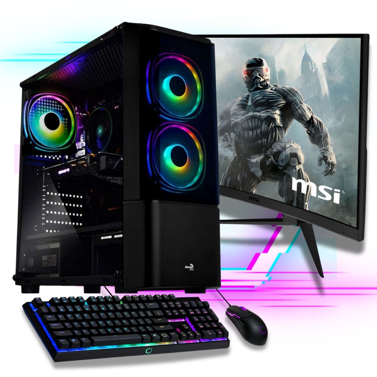 Meinpc AMD Ryzen 7 Set Gaming-PC-Komplettsystem (27,00", AMD Ryzen 7 5700G, Radeon Vega, 32 GB RAM, 1000 GB SSD, Gaming, Gamer, RGB)