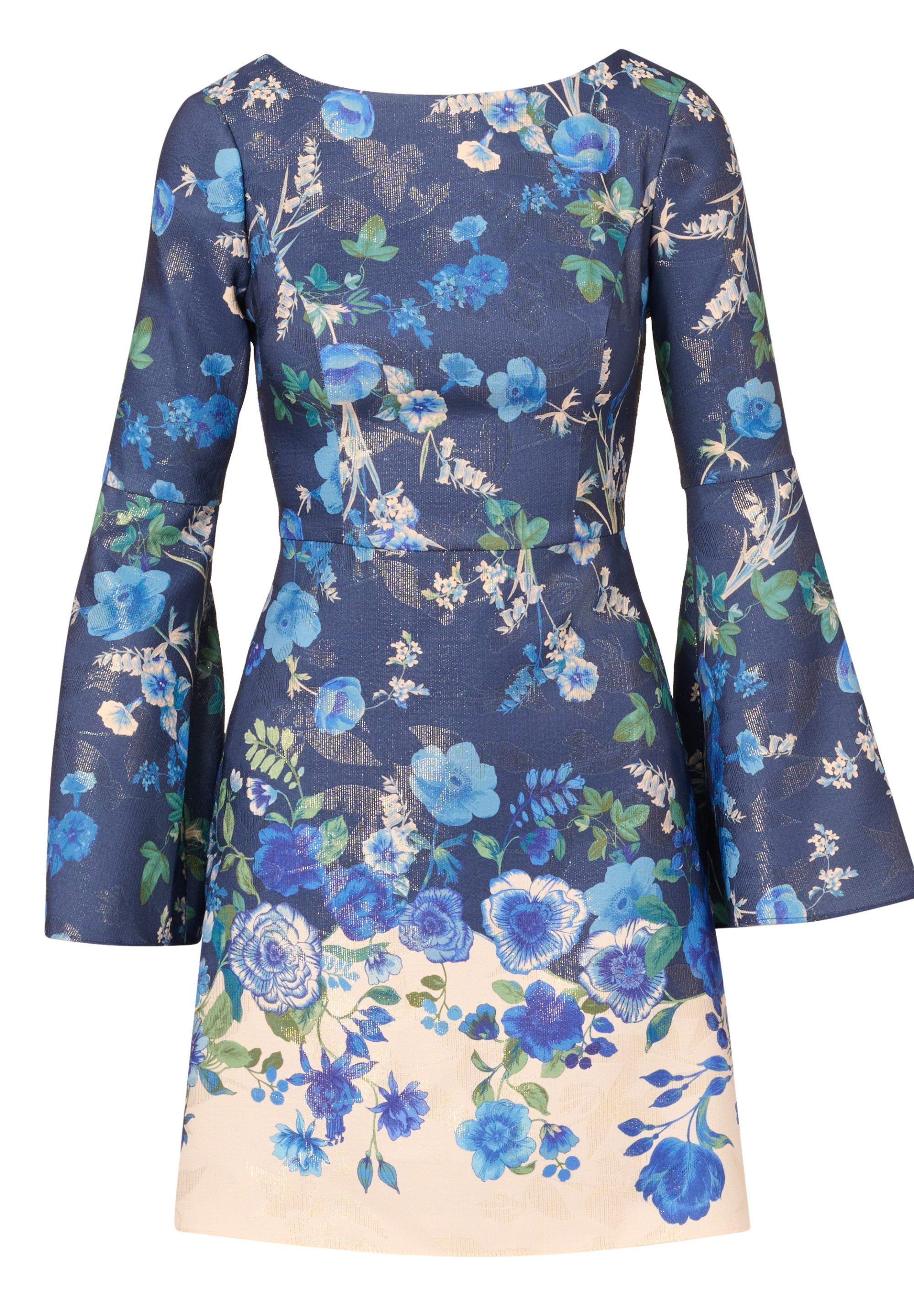 Adrianna Papell Etuikleid Printed A-Line Dress Frisches, florales Metallic-Kurzkleid
