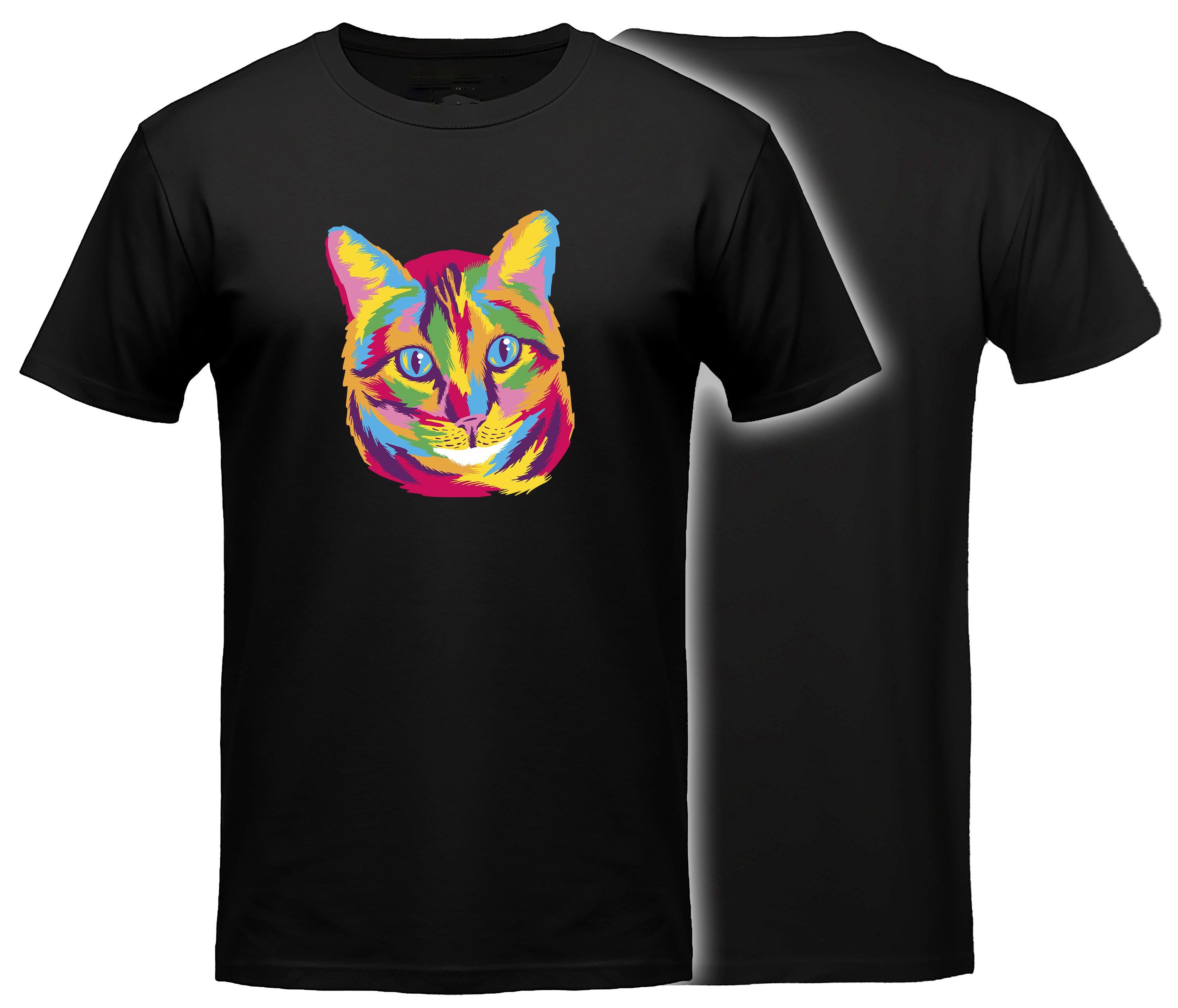 MyDesign24 T-Shirt Katzen print Shirt Aquarel Kopf Katzen T-Shirt schwarz kurzarm Regular Fit i125