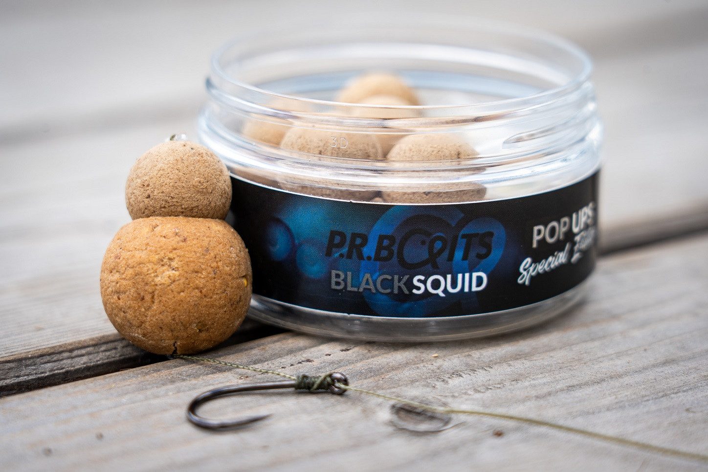 P.R. Baits Kunstköder Black Squid Special Edition Pop Ups 14-16mm +Liquid Karpfenangeln, Black Squid – Special Edition Pop Ups