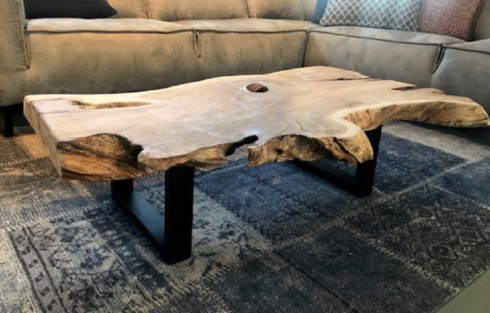 BENEDO MÖBEL Couchtisch UNIKAT Couchtisch Baumstamm 120 x 60 Teakholz (ca. günstig online kaufen