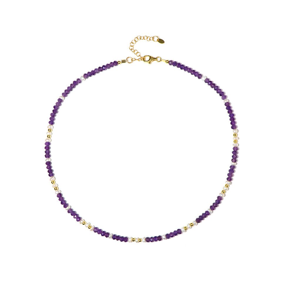Cavill Silberkette Brasilianische Amethystperle Vergoldete Halskette günstig online kaufen