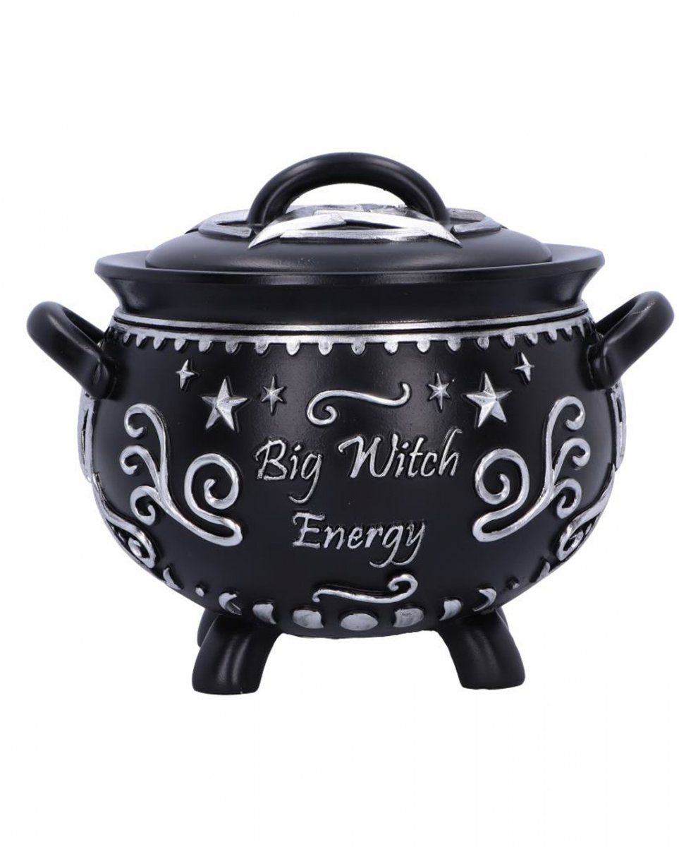 Dekofigur Big Witch Energy Hexenkessel mit Deckel als Schatu