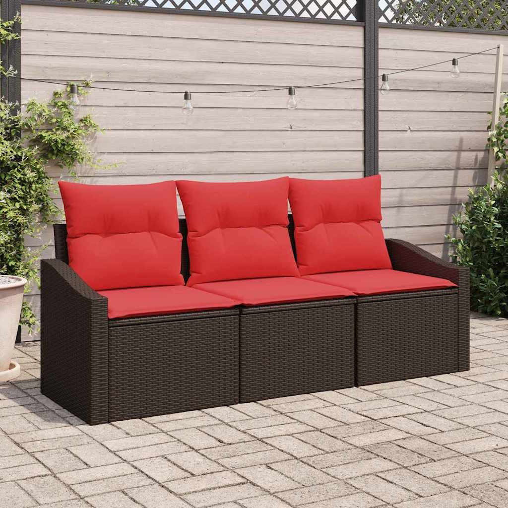 vidaXL Gartenlounge-Set Sofa Set 3 Stk. Braun [Synthetisch]: Poly Rattan, (3-tlg)
