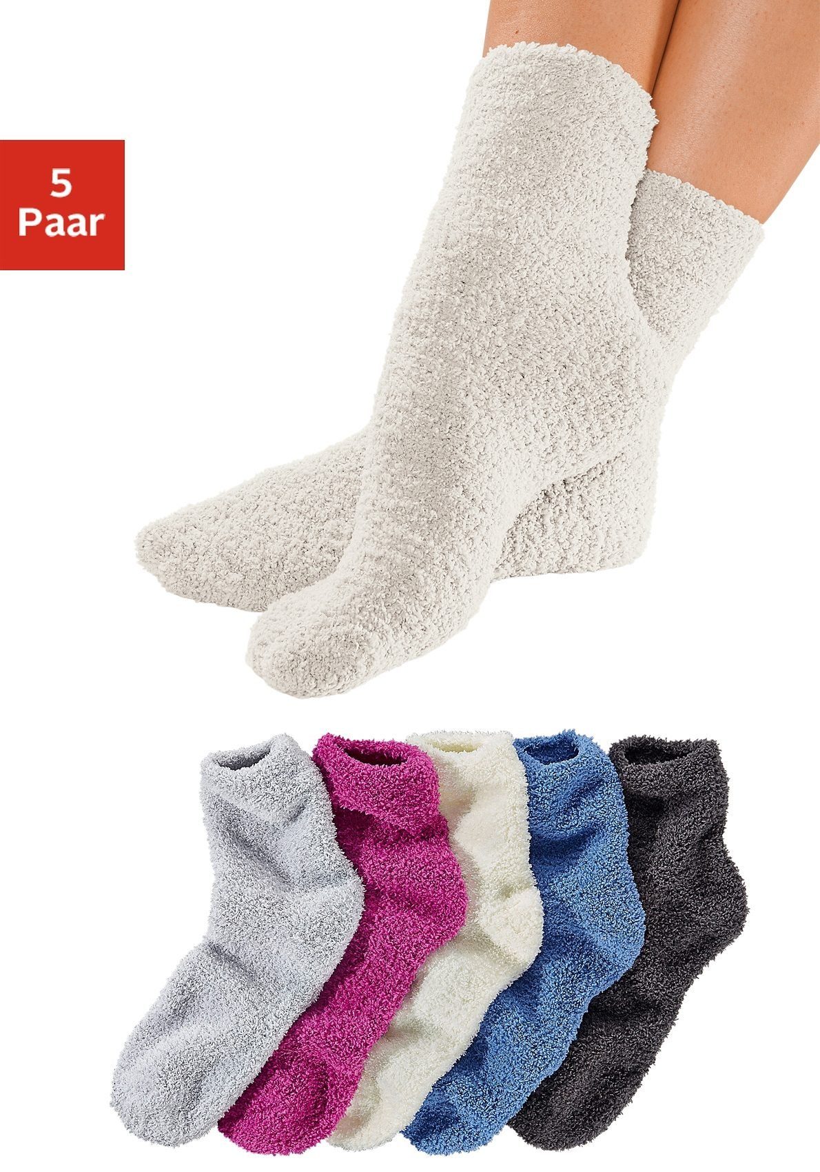 Lavana Kuschelsocken (Set, 5-Paar) ideal als Bettsocken | Wintersocken