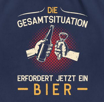 Shirtracer Turnbeutel Die Gesamtsituation erfordert jetzt ein Bier - Geschenk Bierfreunde Va, Party & Alkohol Herren