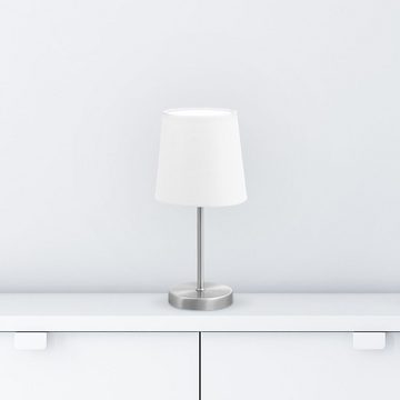 B.K.Licht Tischleuchte Tischlampe Weiß E14 Stoff - BKL1300, ohne Leuchtmittel, Kaltweiß, Klassisch Leselampe Nachttischlampe ohne Leuchtmittel