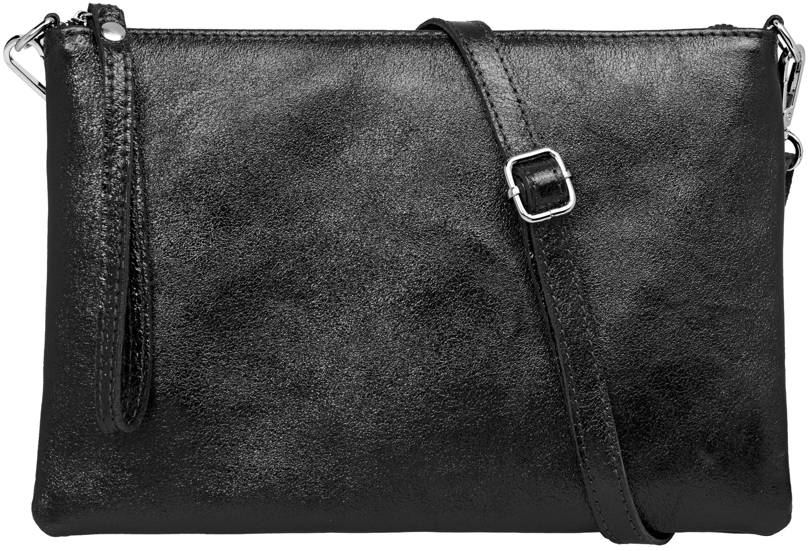 Caspar Clutch XL Leder Umhängetasche Damen Tasche - CLASSIC LINE - Modell No.843, leicht, elegant & langlebig- 100% Echtleder - Handmade in Italy