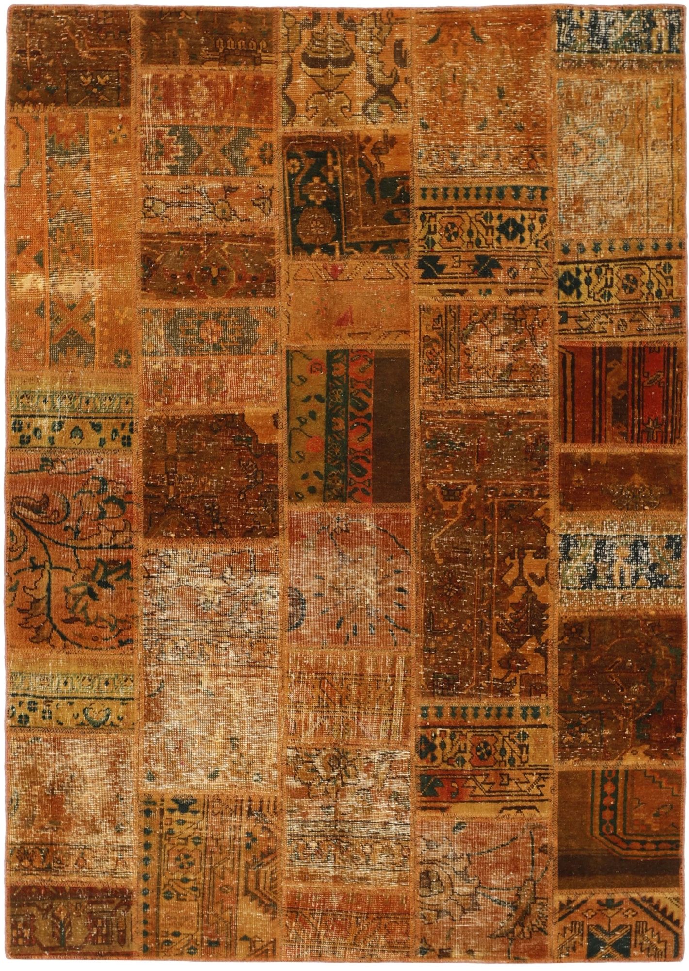 Wohnando Teppich MY-RUG Vintage Patch Work Floral & Ornamentiert 202x145cm, Rechteckig, Höhe: 10 mm, Handgeknüpfter Teppich,Handgesponnene Wolle, mit Naturfarben gegärbt