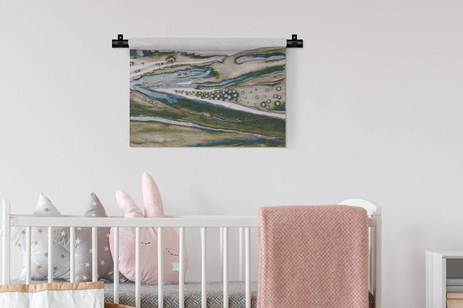 MuchoWow Wanddekoobjekt Kleid, Kunst, Wandbehang, Grün- - - Kinderzimmer Wanddeko Natur Hügel Abstrakt - Wohnzimmer, für Schlafzimmer