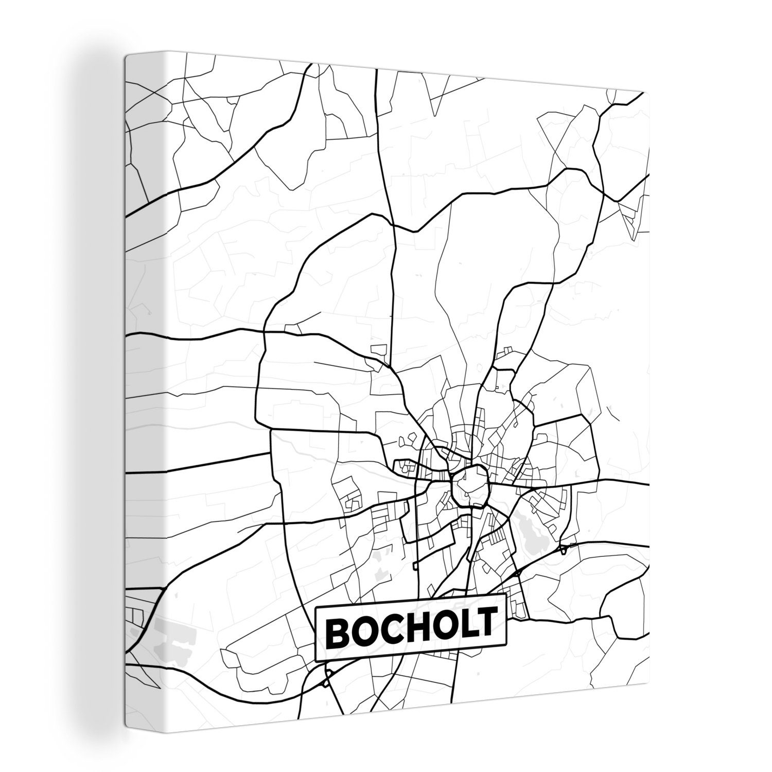 OneMillionCanvasses® Leinwandbild Stadtplan - Bocholt - Karte, (1 St), Leinwand Bilder für Wohnzimmer Schlafzimmer
