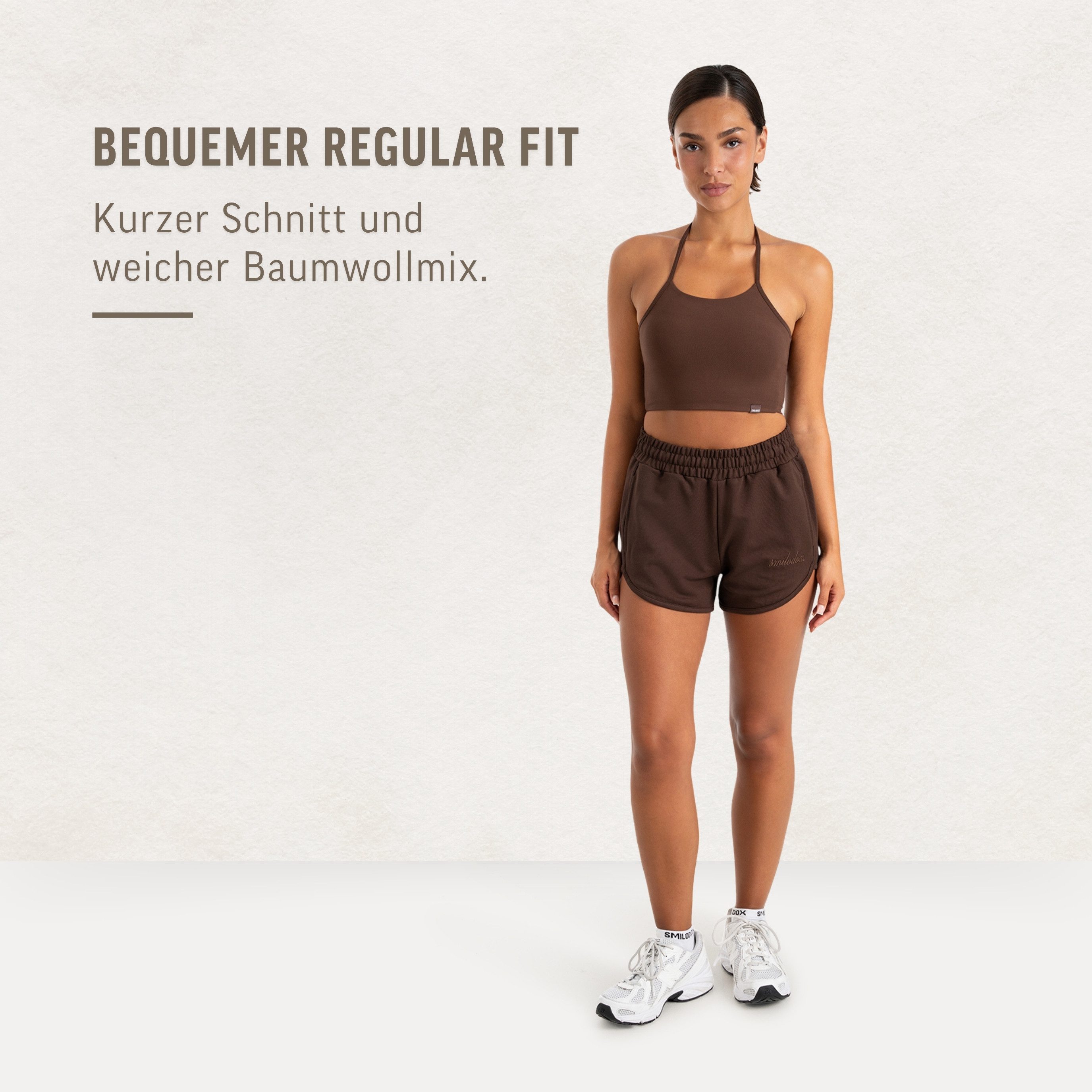 Smilodox Shorts Maruna Damen, kurze Hose, Regular Fit, Baumwolle, für Gym & Sommer Elastischer Tunnelzug, Basic, Baumwollmix, Seitentaschen