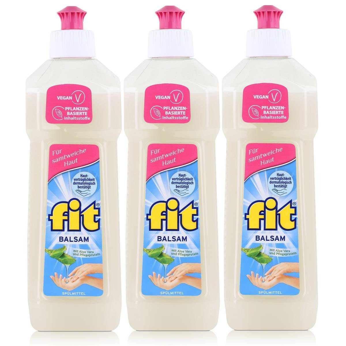 FIT Spülmittel Balsam 500ml - Mit Aloe Vera und Pflegeprotein (3er Pack) Geschirrspülmittel