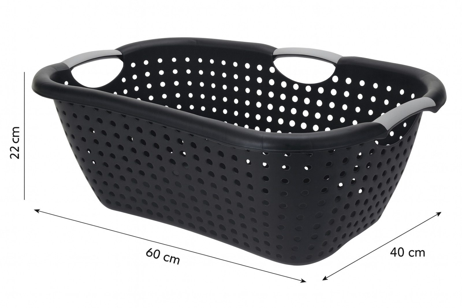 Koopman Wäschekorb Wäschewanne Kunststoff Schwarz 2 er Set (Set, 2 St., Packung), 2 Stk, Schwarz / Grau, 26 L, Kunststoff, 3 Tragegriffe – Bild 3 von 4