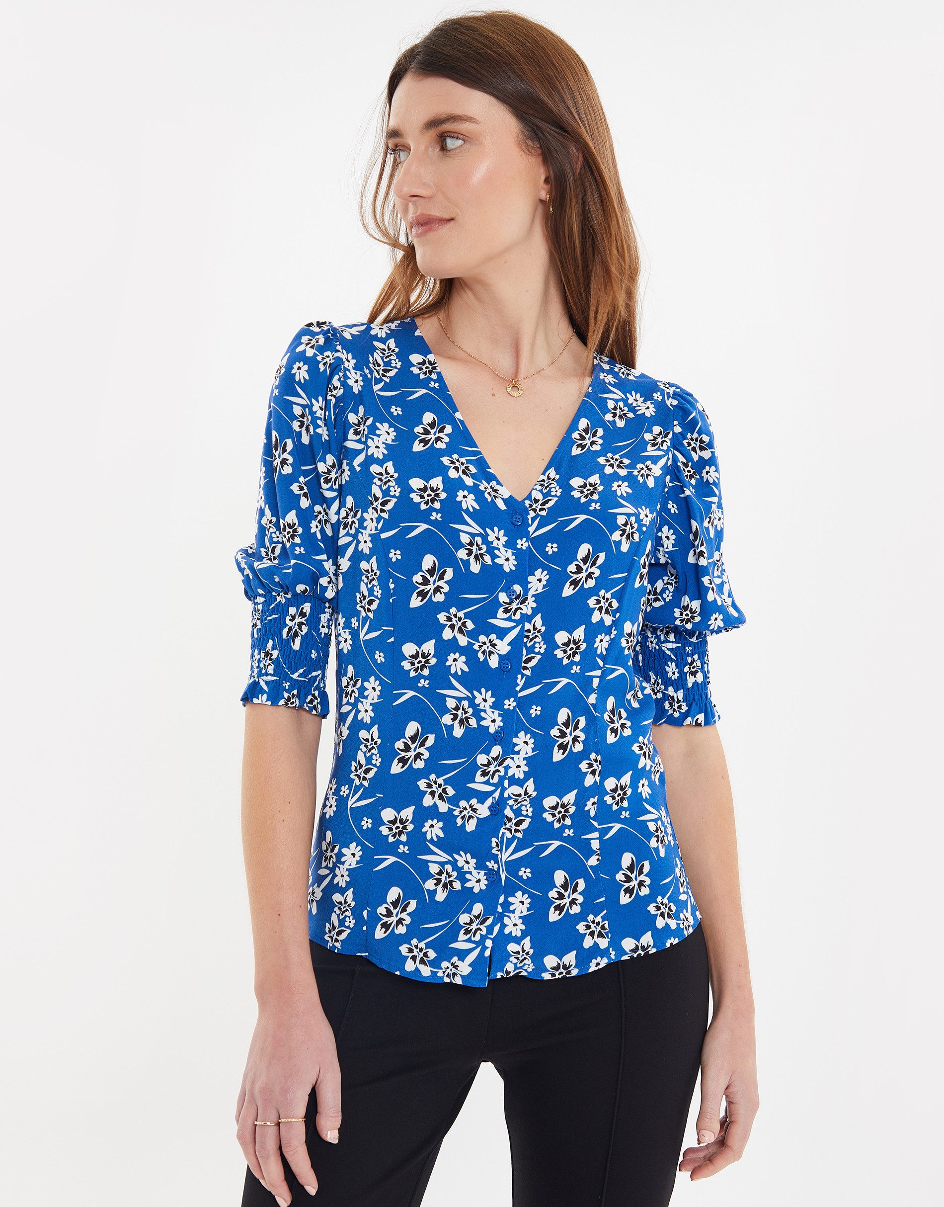 Threadbare Blusentop THB Sand Short Sleeve mit schönem Print