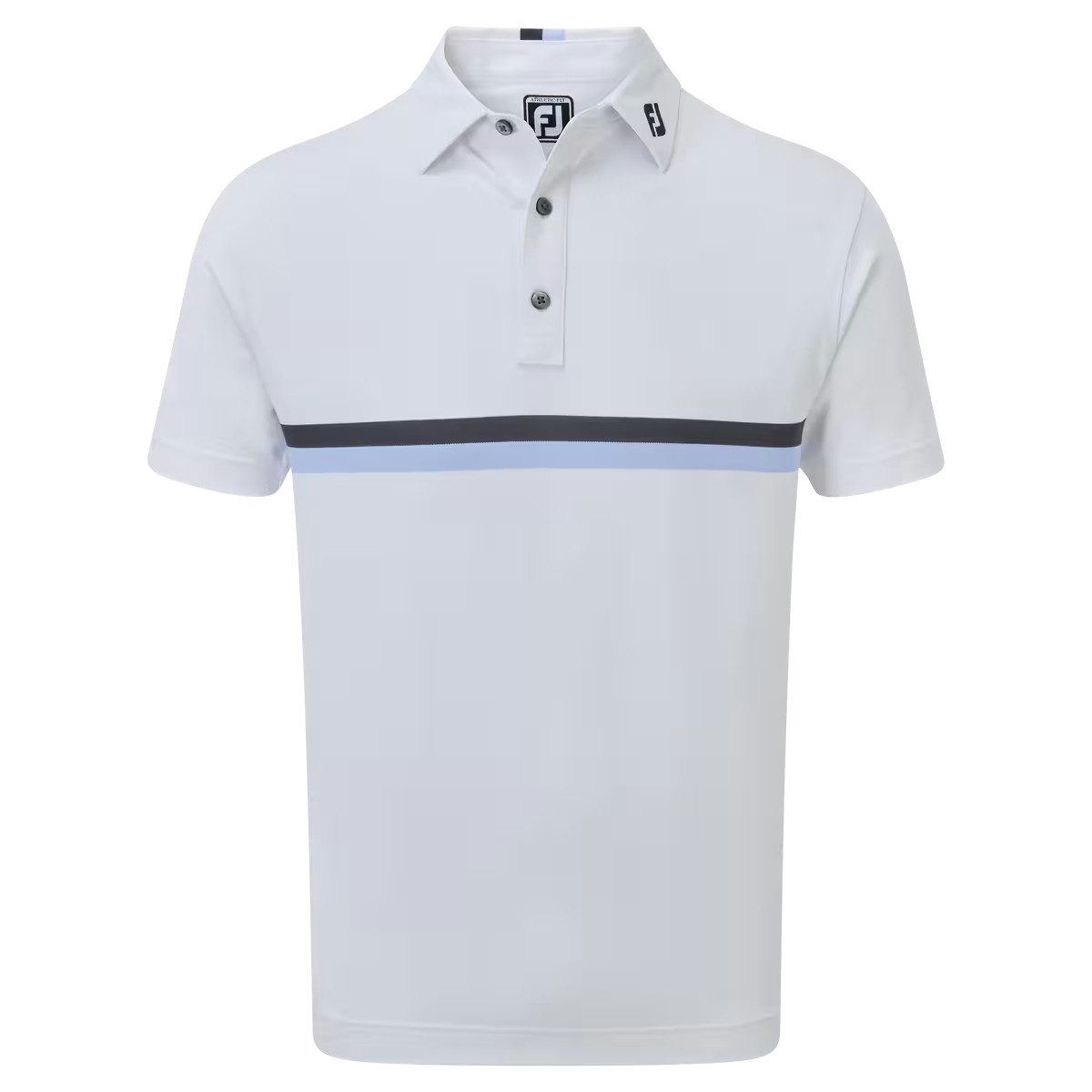 FOOTJOY Poloshirt FootJoy Polo Double Chest Band Weiß-Hellblau-Dunkelblau Herren XXL