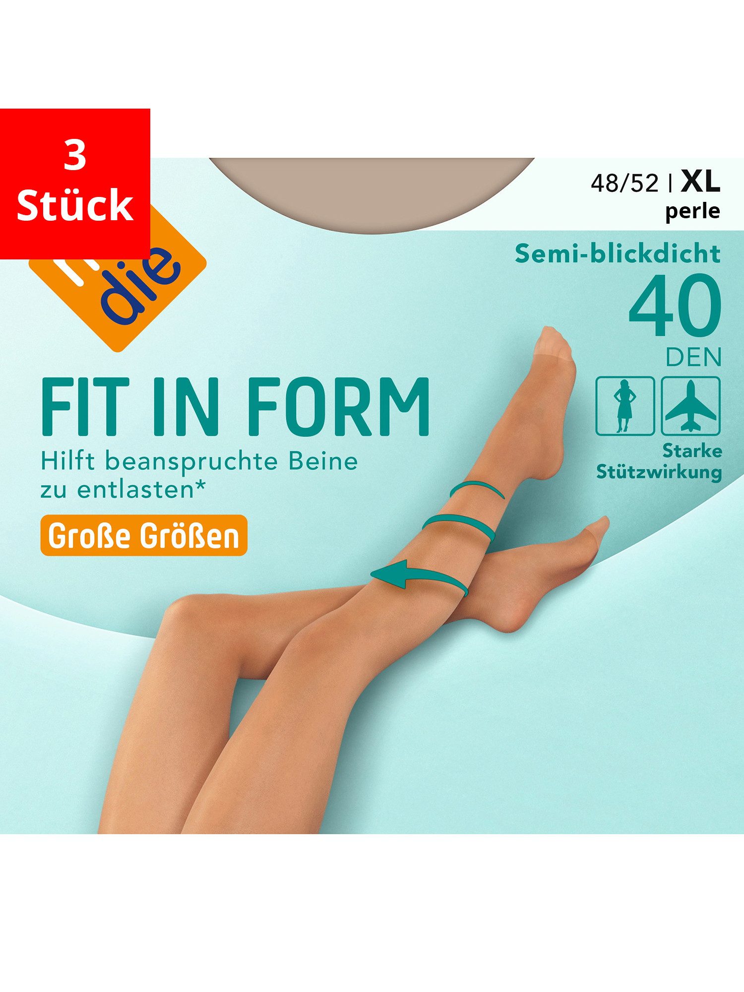 Feinstrumpfhose Fit in Form Große Größen 40 DEN