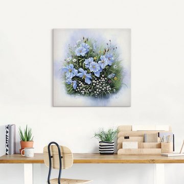Artland Leinwandbild Blaue Blumen, Blumen (1 St), auf Keilrahmen gespannt
