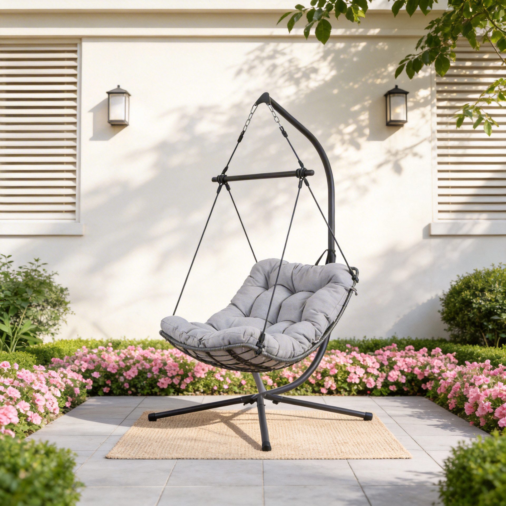 Koll Living Hängesessel Nova, Outdoor Hängesessel, 110 x 101 x 194 cm, Grau, UV- & witterungsbeständig, wasserabweisend