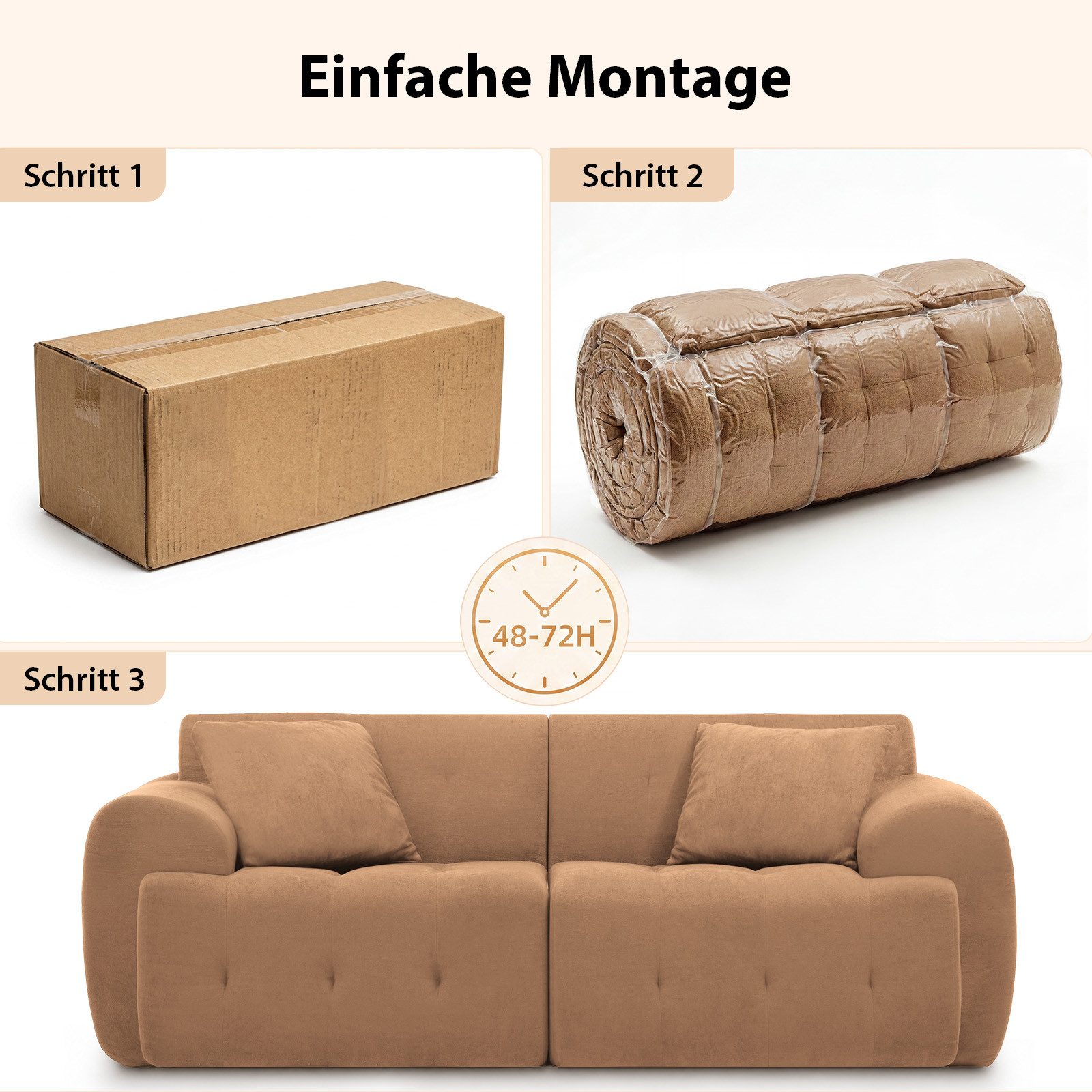 Sofa Ecksofa, Modulares Sofa, 2 Sitzer Bodensofa Couch mit Kissen Armlehne