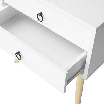 EUGAD Nachttisch (2-St), mit 2 Schubladen Holzbeine, MDF 46x35x50cm Weiß