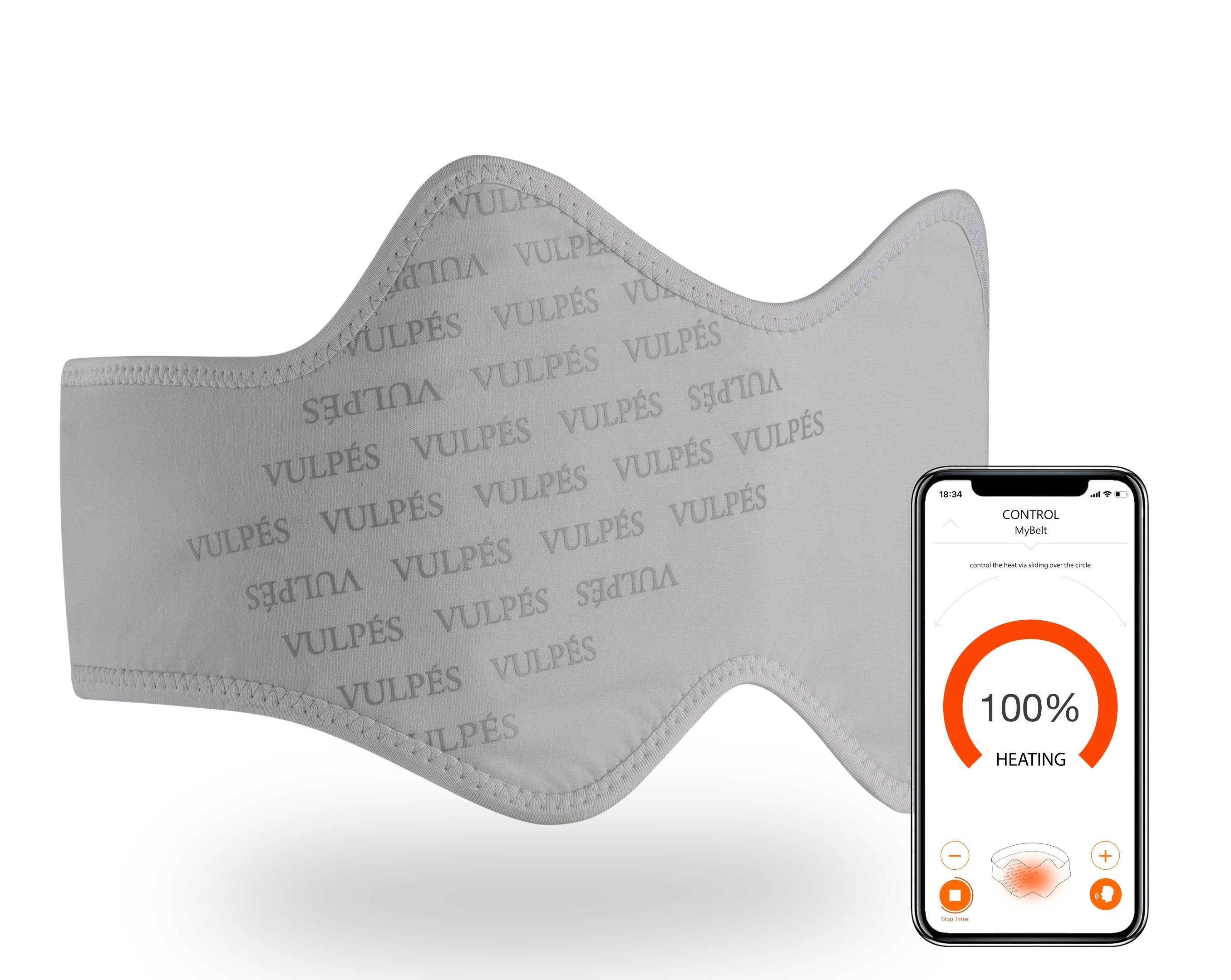 Vulpés Wärmegürtel HeatBelt Pro - intelligenter Heizgürtel für Rücken, Becken, Nieren, Organisches Bambusmaterial, Tiefenwärme, Smartphone Steuerung