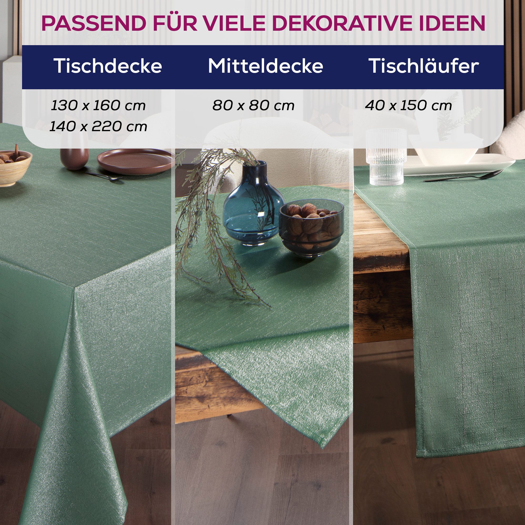 Beautex Tischdecke Lurex Tischdecke Weihnachten, Silber günstig online kaufen