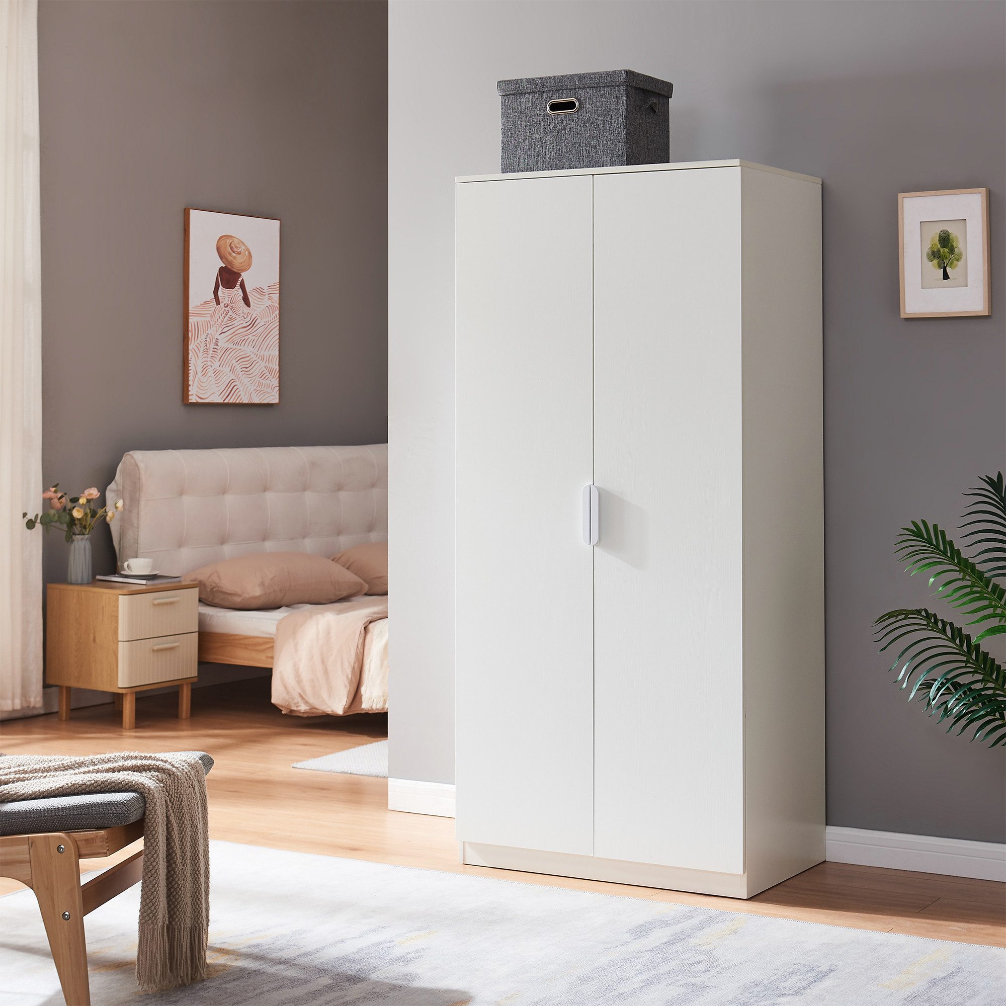 en.casa Kleiderschrank »Eiselfing« 2 Türen, 1 Stange, 4 Fächer 176x80x52 cm günstig online kaufen