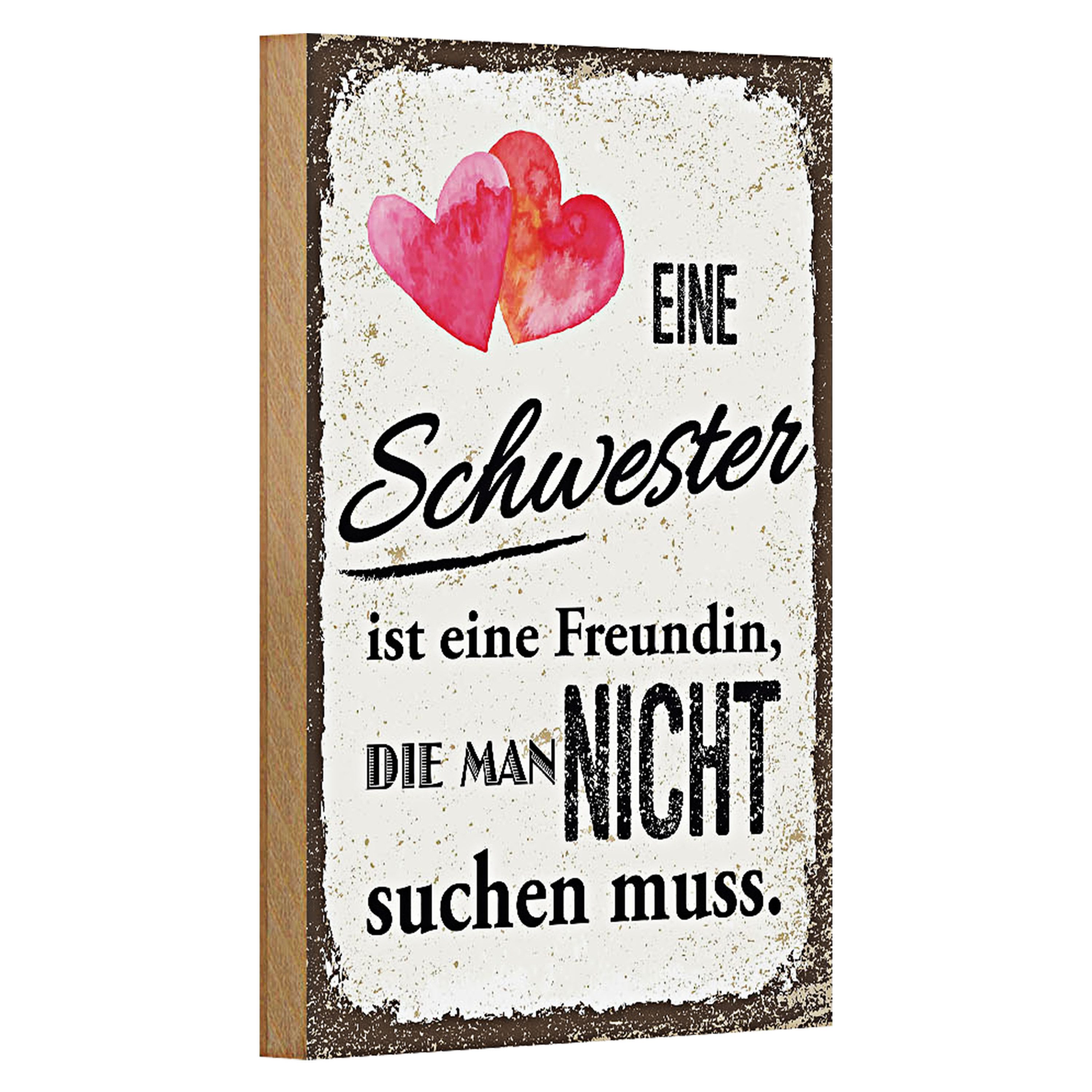 Roomando Holzbild Spruch Schwester ist eine Freundin Herz 12x18cm