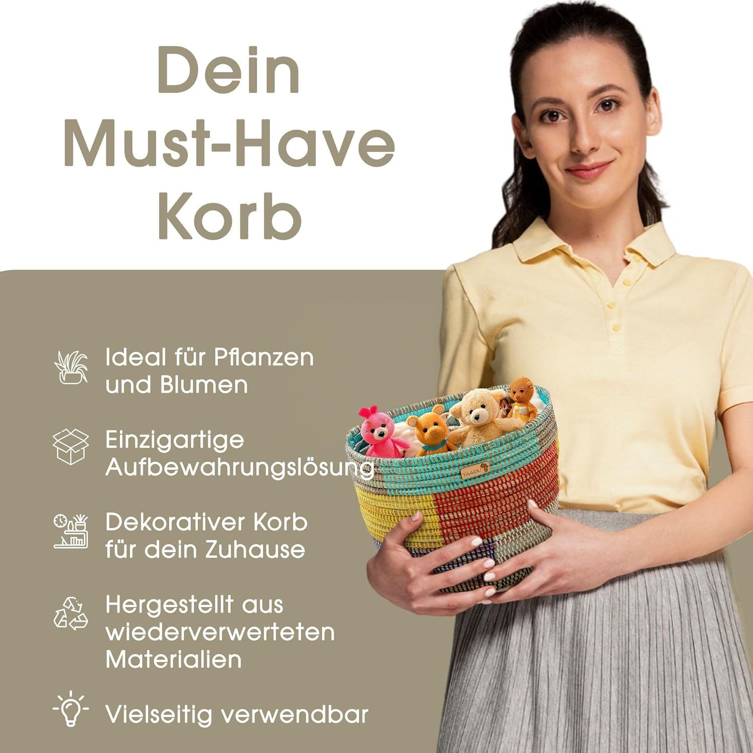 YAADU Dekokorb Geflochtener Aufbewahrungskorb – Pflanzenkorb, günstig online kaufen