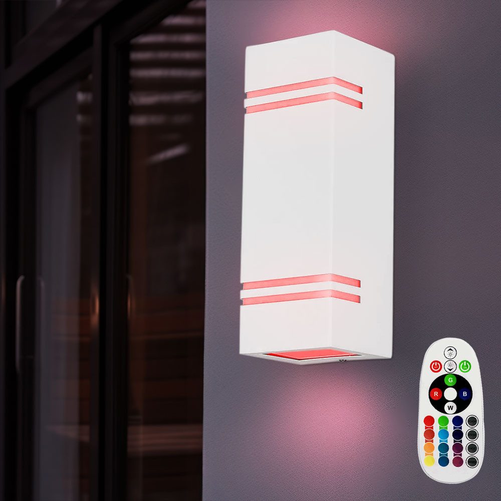 V-TAC Außen-Wandleuchte, Leuchtmittel inklusive, Warmweiß, Farbwechsel, Außenwandlampe Haustürleuchte Fassadenlampe dimmbar Fernbedienung LED