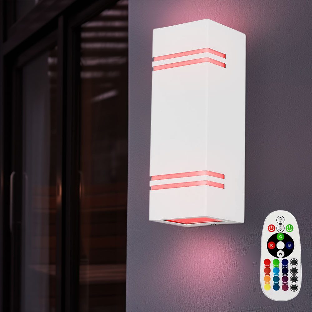 V-TAC LED Außen-Wandleuchte, Leuchtmittel inklusive, Warmweiß, Farbwechsel, Außenwandlampe Haustürleuchte Fassadenlampe dimmbar Fernbedienung LED