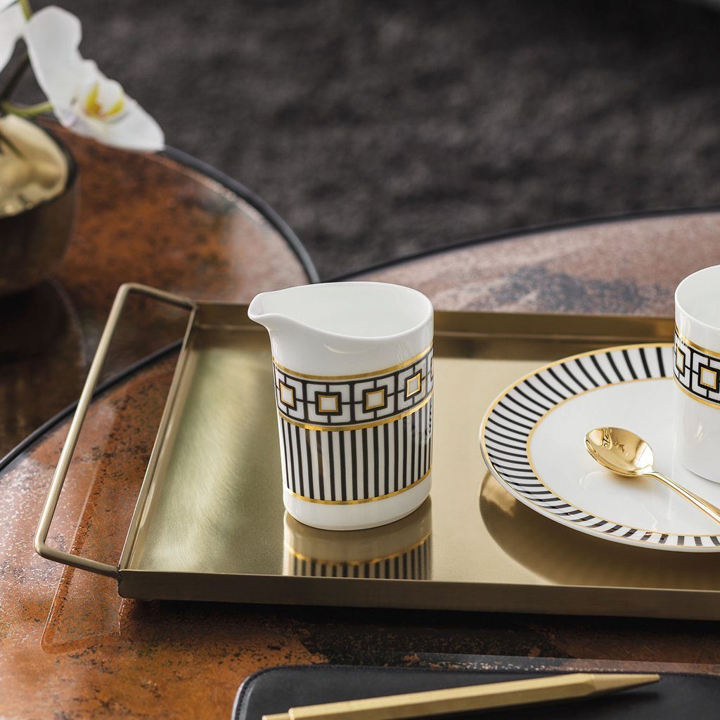 Villeroy & Boch Signature Milchkännchen MetroChic Milchkännchen, 220 ml, Weiß-Schwarz-Gold, (1-St), Premium Bone Porcelain, spülmaschinenfest, Made in Germany