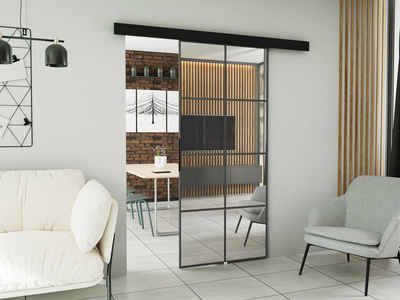 Compleo Schiebetür mit Spiegel, Metallkugellagerschiebesystem, Loft Interior (LOKA)