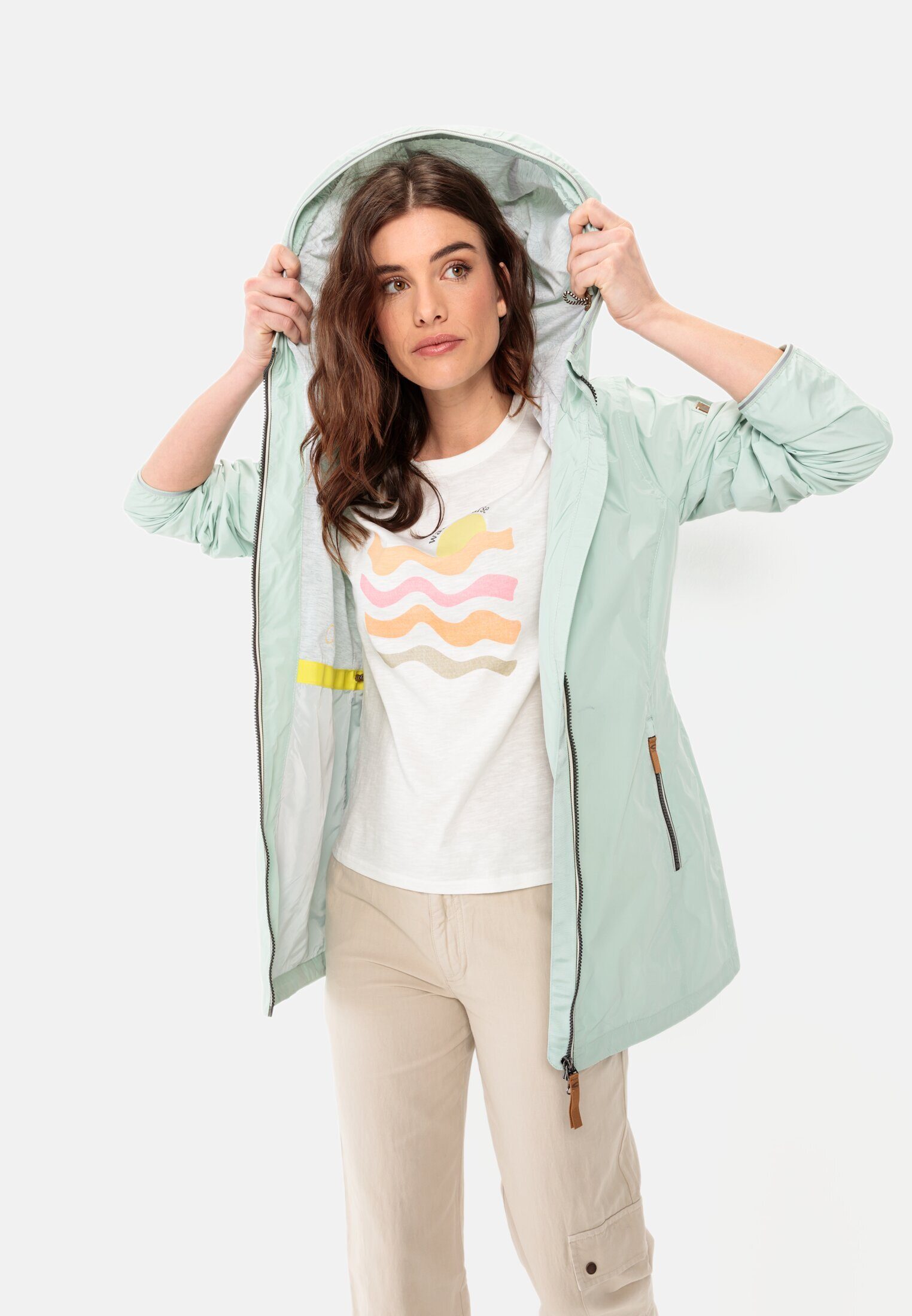 camel active Funktionsjacke aus recyceltem Polyester Langarm Kapuze Markenlabel