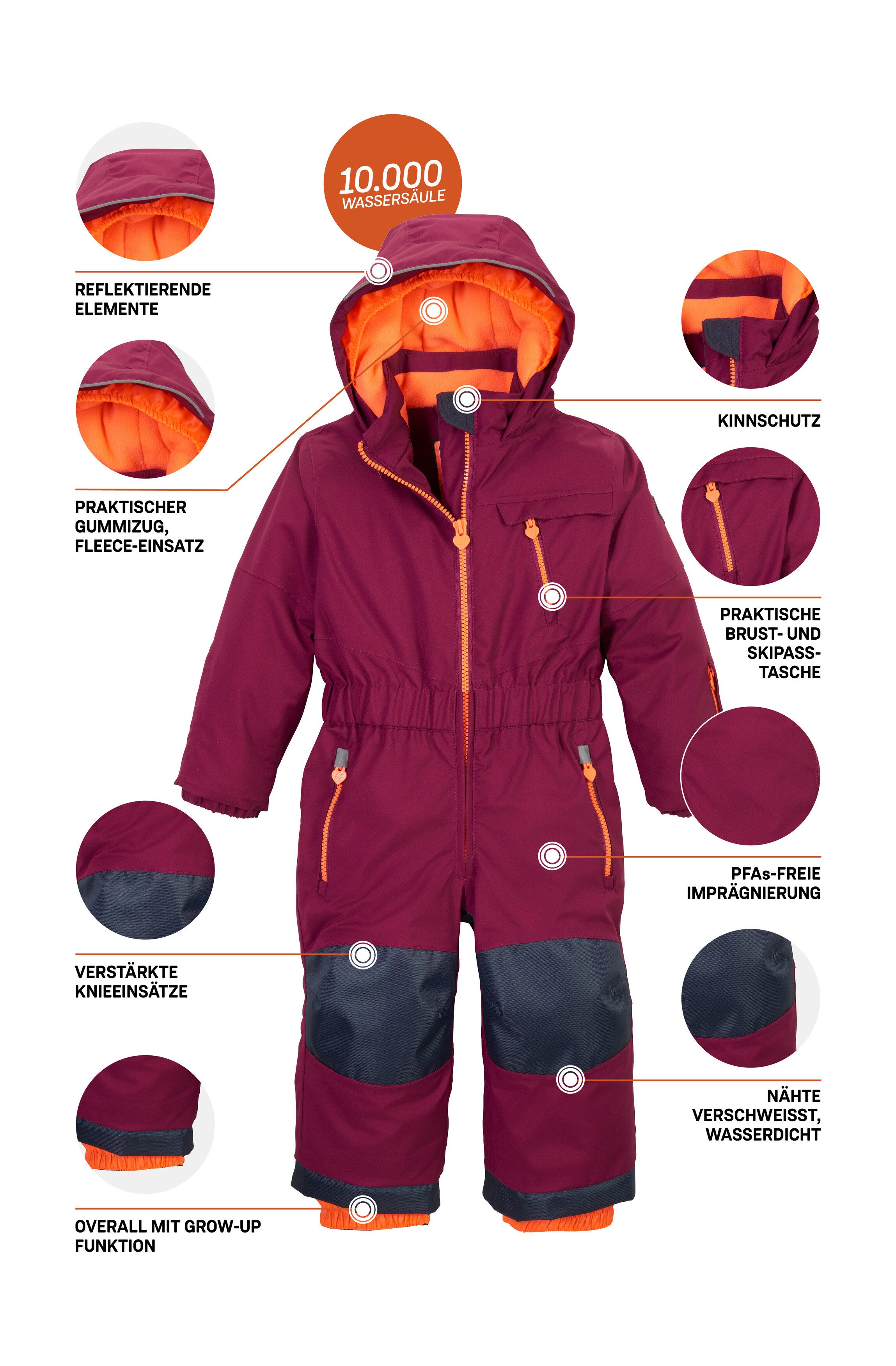 Killtec Skianzug KW 102 MNS ONPC, Skioverall: wind-u wasserdicht, Fleecefutter, verlängerbar