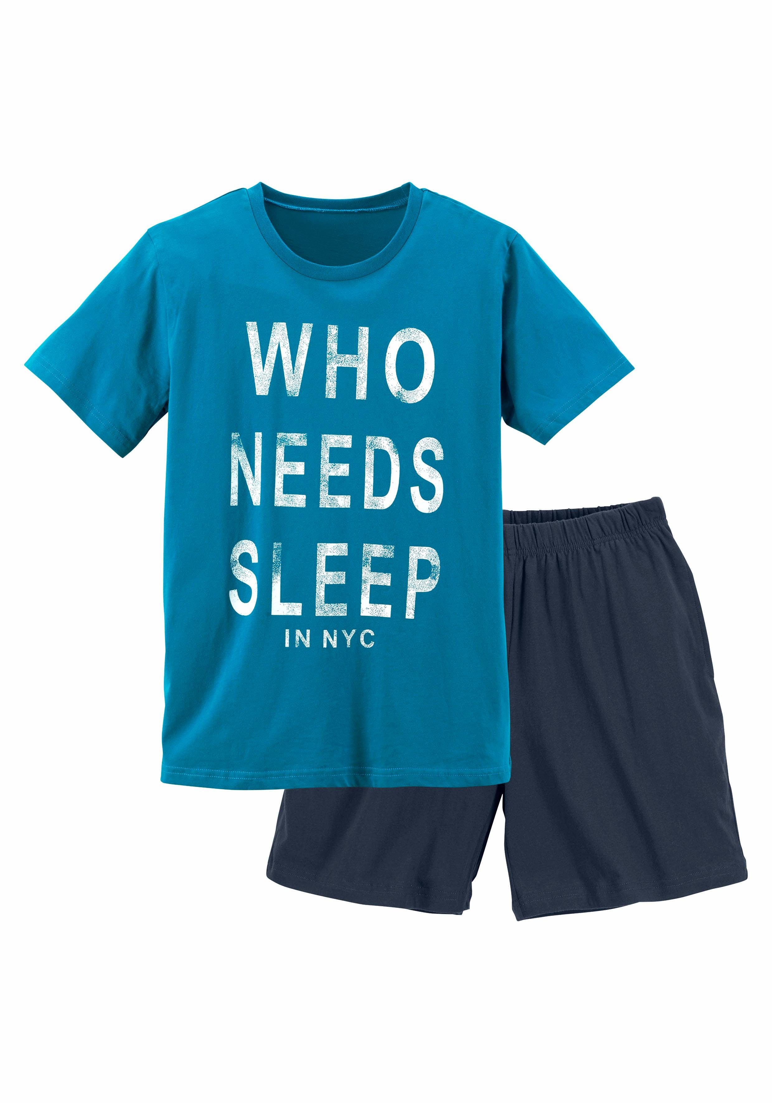 AUTHENTIC LE JOGGER Pyjama (2 tlg., 1 Stück) Schlafanzug mit Spruch "Who needs sleep"
