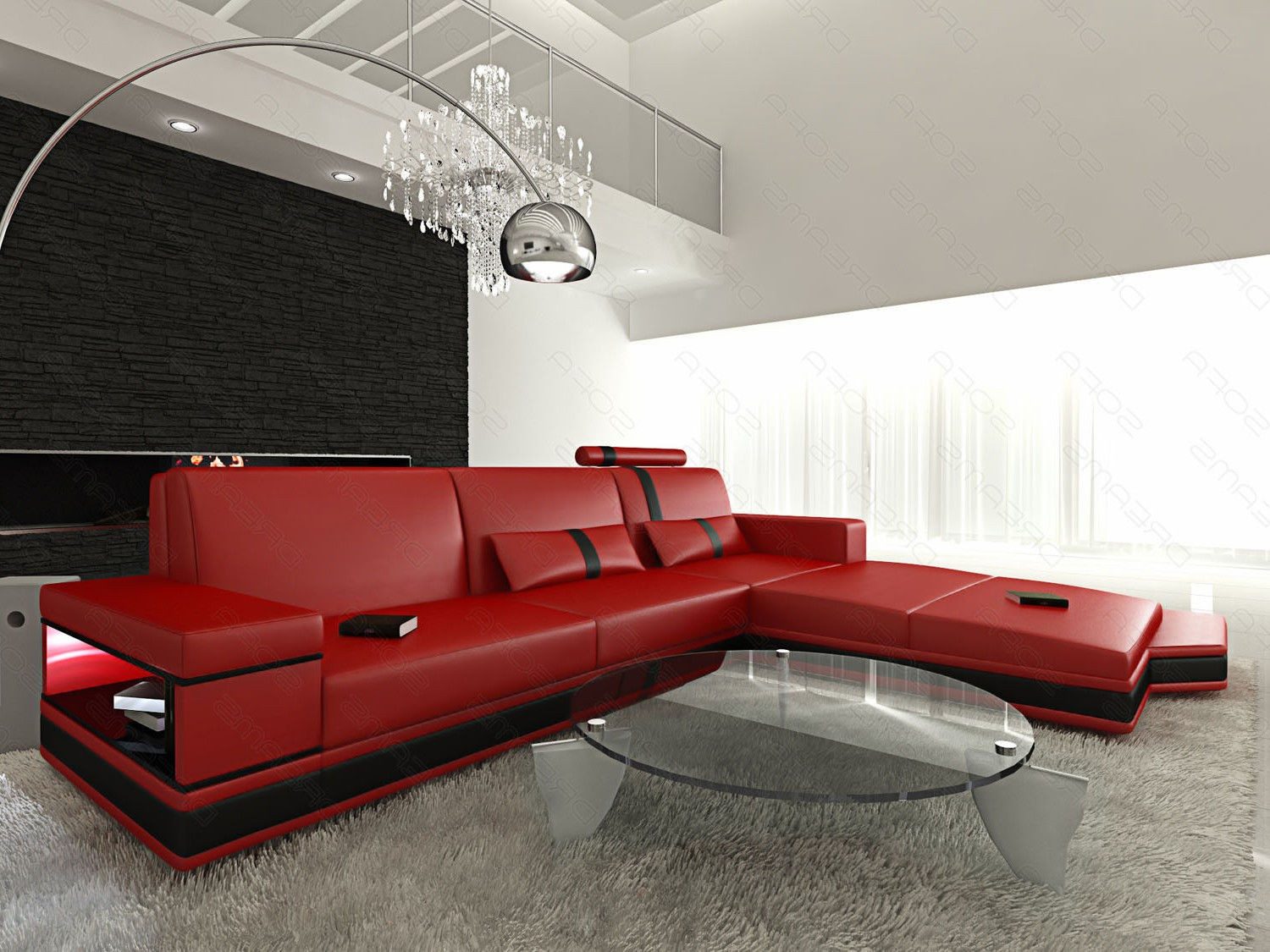 Sofa Dreams Ecksofa Messana L Form Mini Sofa, 4-Sitzer, Ottomane, LED-Beleuchtung, USB, Couch