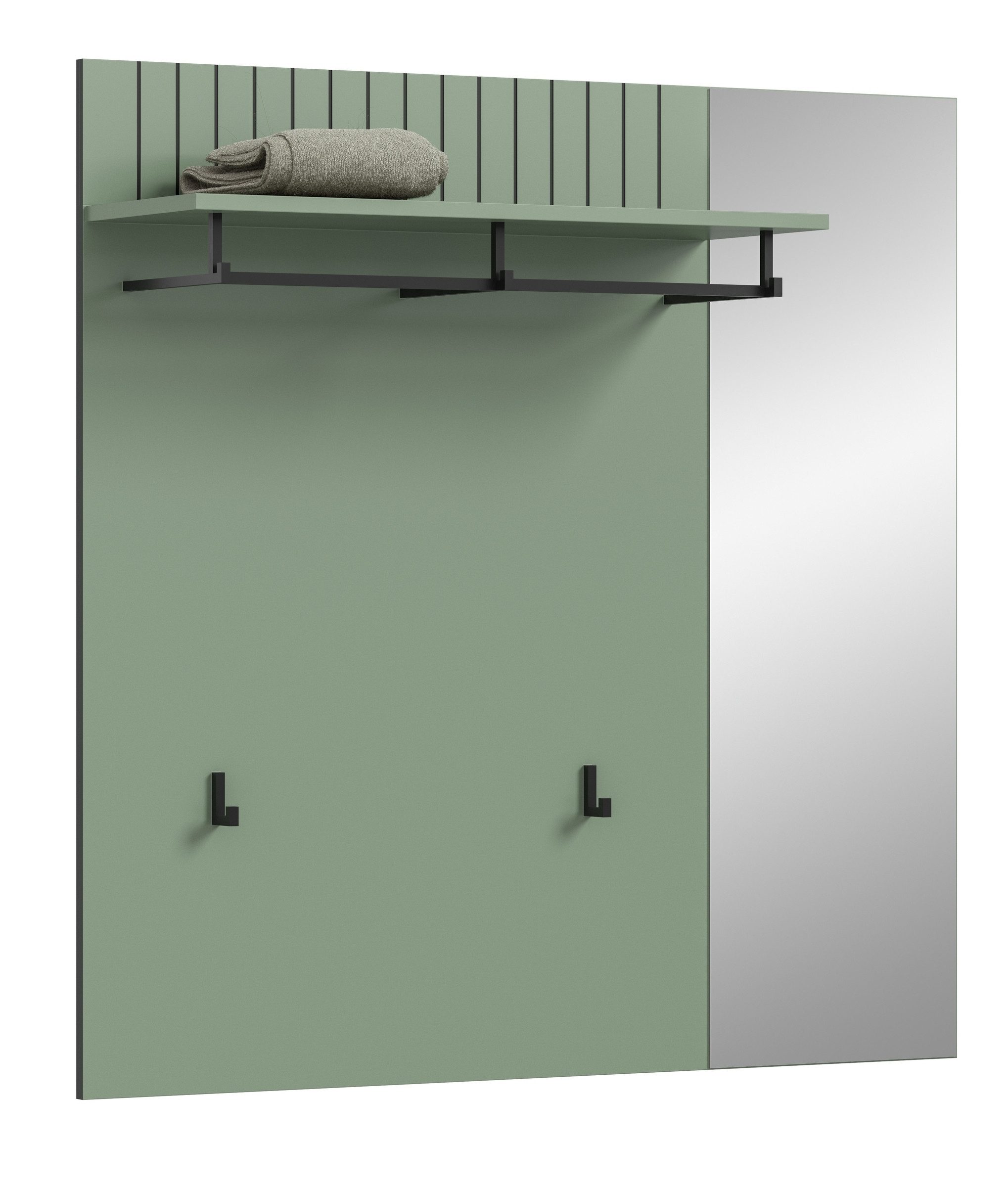 freiraum Garderobenpaneel Station, in Smoke Green / Spiegelglas - 106x106x27cm (BxHxT)